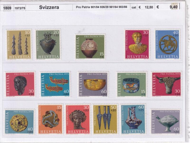 Francobolli Svizzera Anni 1972-75 Varie emissioni Pro Patria Tematiche Arte