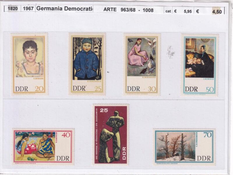 Francobolli Repubblica Democratica Tedesca Anni 1967 Varie emissioni Pro Patria Tematiche Arte, Quadri