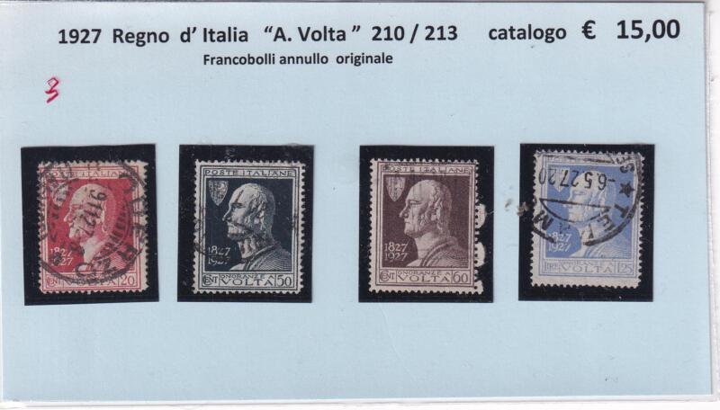 Francobolli Regno d’Italia Anno 1927 Serie completa Volta (cat. n. 210-213)