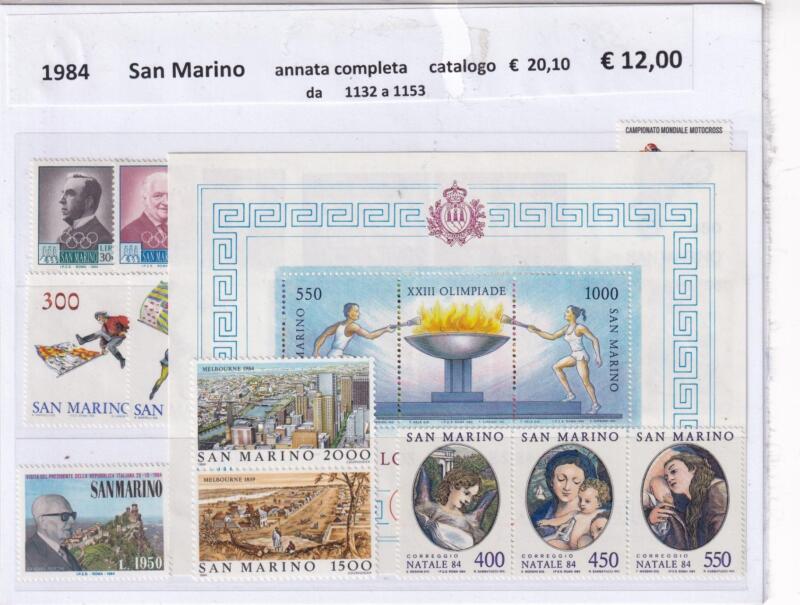 Francobolli e Foglietto San Marino Annata completa 1984