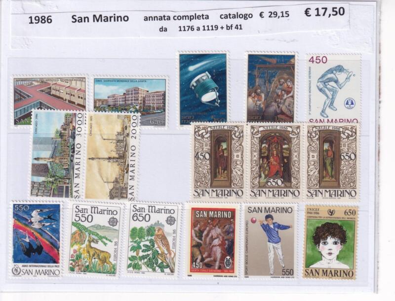 Francobolli e Foglietto San Marino Annata completa 1986