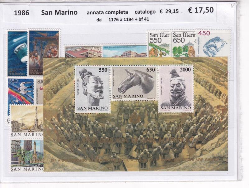 Francobolli e Foglietto San Marino Annata completa 1986