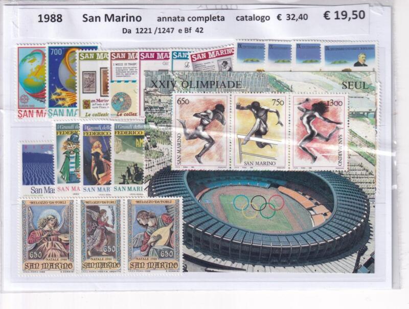 Francobolli e Foglietto San Marino Annata completa 1988
