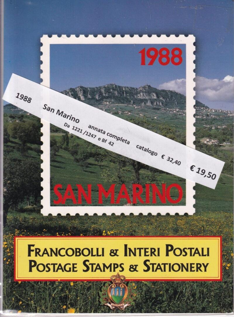 Folder San Marino Annata completa 1988 con Francobolli e Foglietto