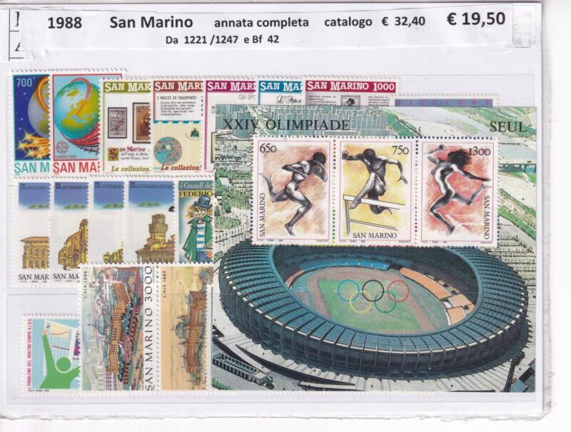 Francobolli e Foglietto San Marino Annata completa 1988