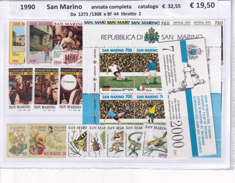 Francobolli Foglietto e Libretto San Marino Annata completa 1990
