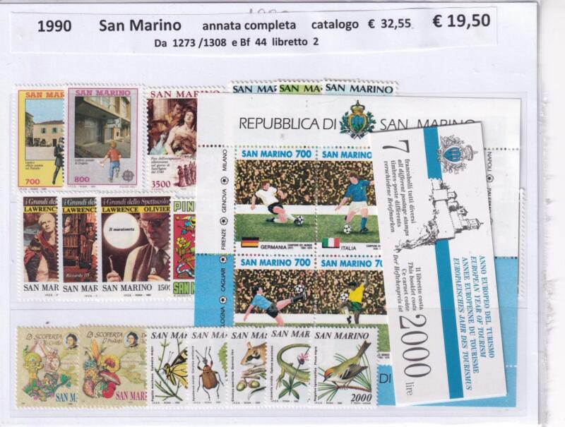 Francobolli Foglietto e Libretto San Marino Annata completa 1990