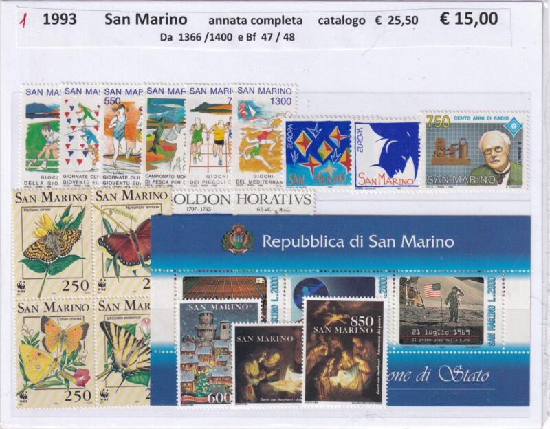 Francobolli e Foglietti San Marino Annata completa 1993