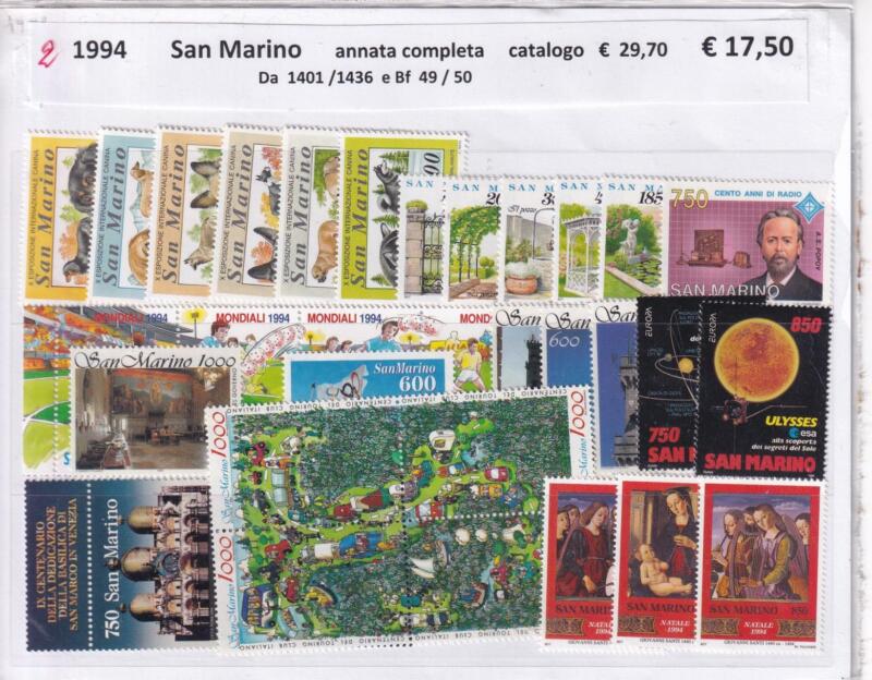 Francobolli e Foglietti San Marino Annata completa 1994