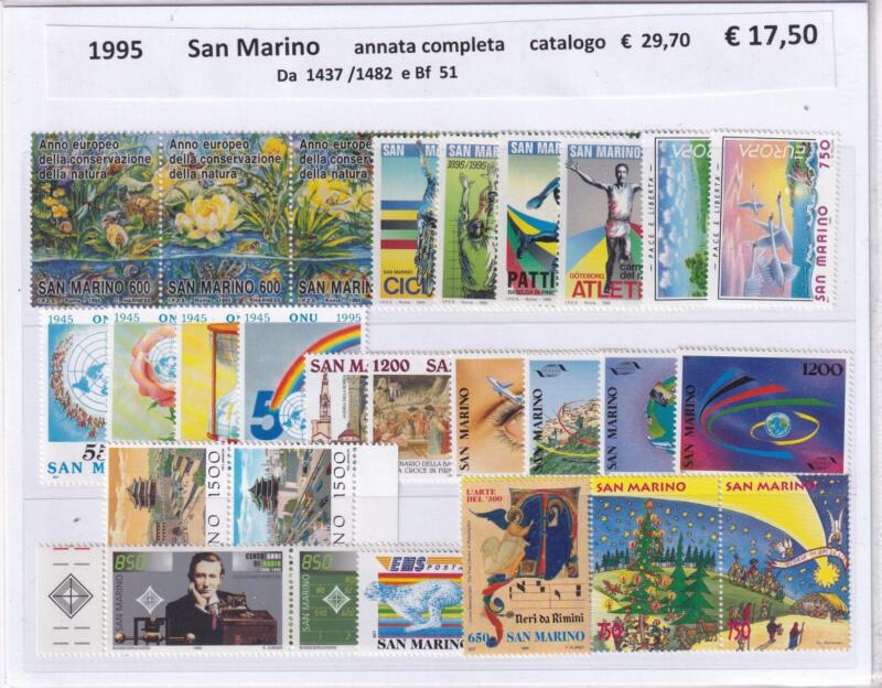 Francobolli e Foglietto San Marino Annata completa 1995