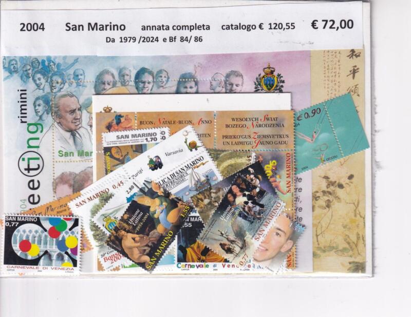 Francobolli e Foglietti San Marino Annata completa 2004