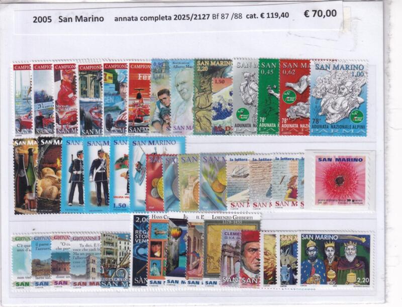 Francobolli e Foglietti San Marino Annata completa 2005