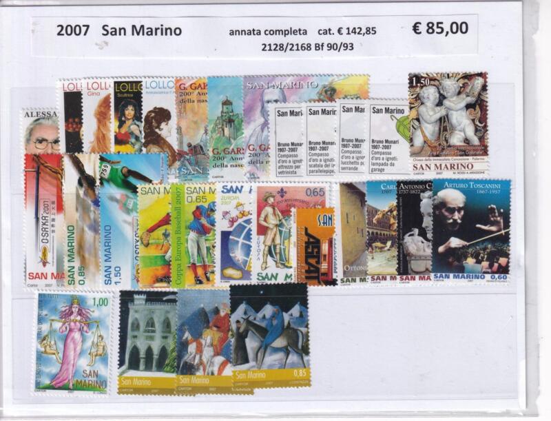 Francobolli e Foglietti San Marino Annata completa 2007