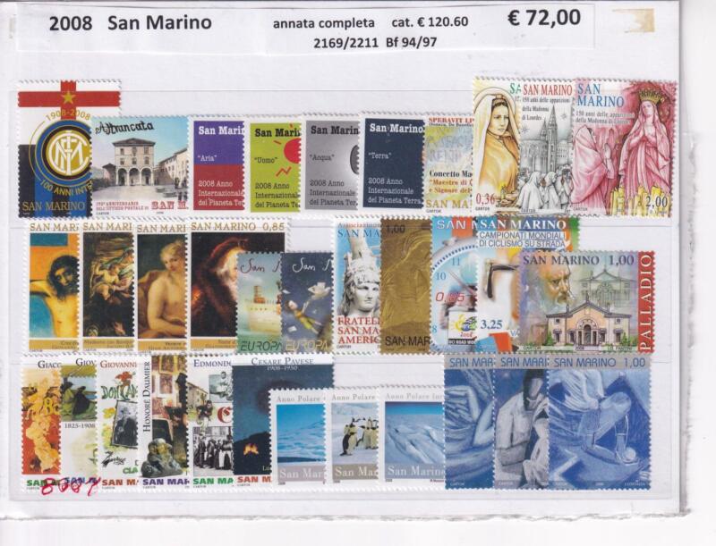 Francobolli e Foglietti San Marino Annata completa 2008