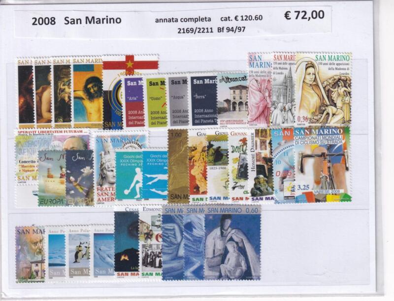 Francobolli e Foglietti San Marino Annata completa 2008