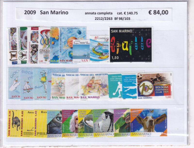 Francobolli e Foglietti San Marino Annata completa 2009