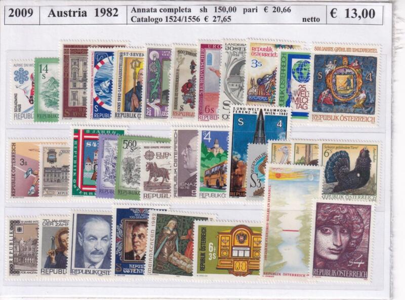 Francobolli Austria Anno 1982 Annata completa