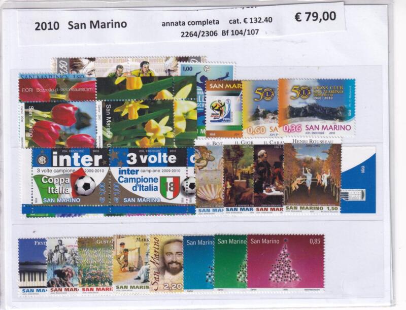Francobolli e Foglietti San Marino Annata completa 2010
