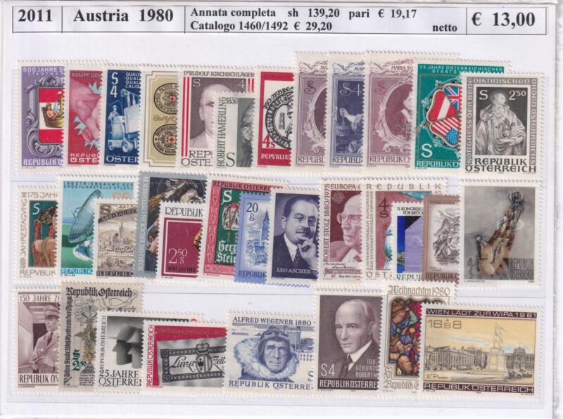 Francobolli Austria Anno 1980 Annata completa