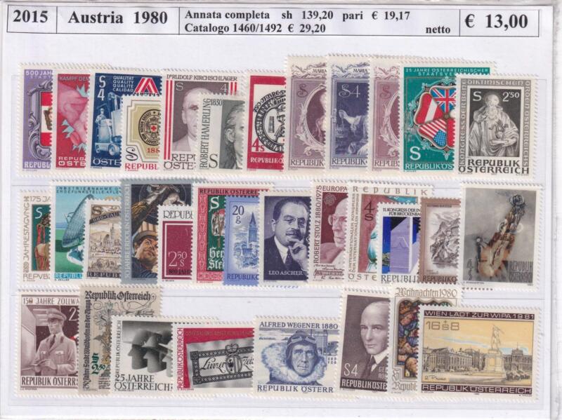 Francobolli Austria Anno 1980 Annata completa