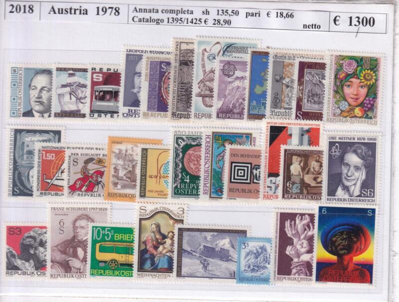 Francobolli Austria Anno 1978 Annata completa