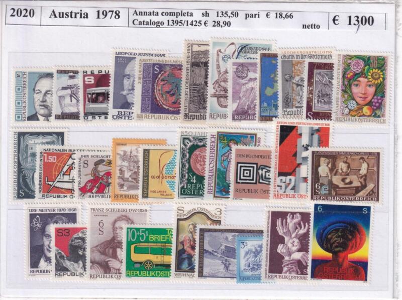 Francobolli Austria Anno 1978 Annata completa