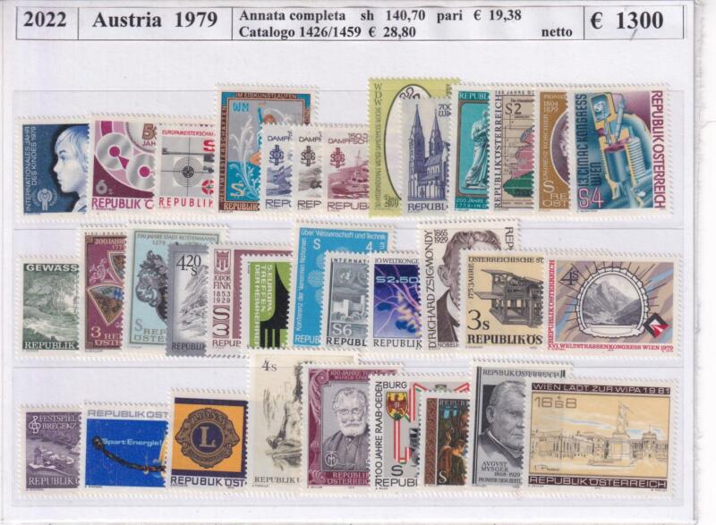 Francobolli Austria Anno 1979 Annata completa