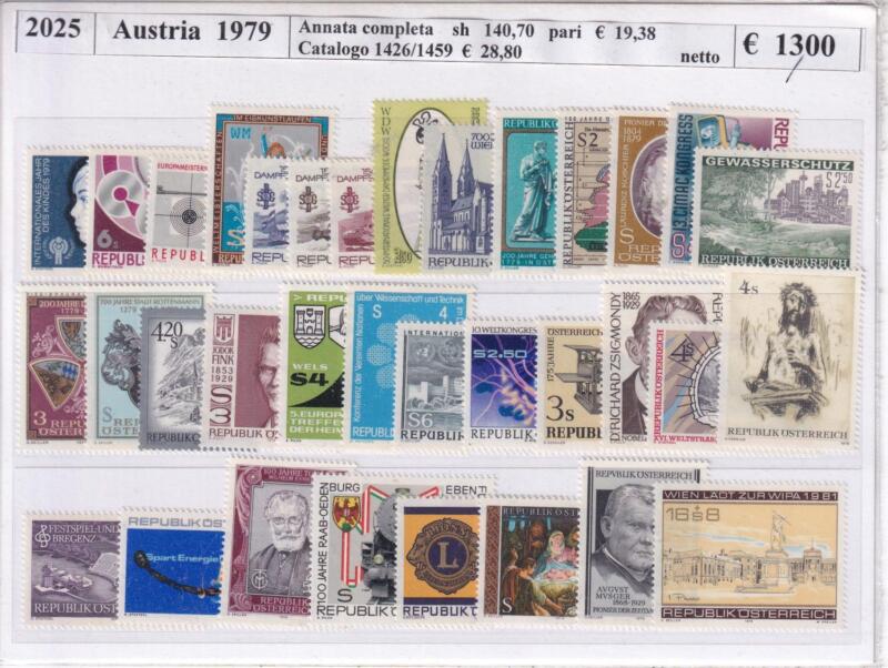 Francobolli Austria Anno 1979 Annata completa