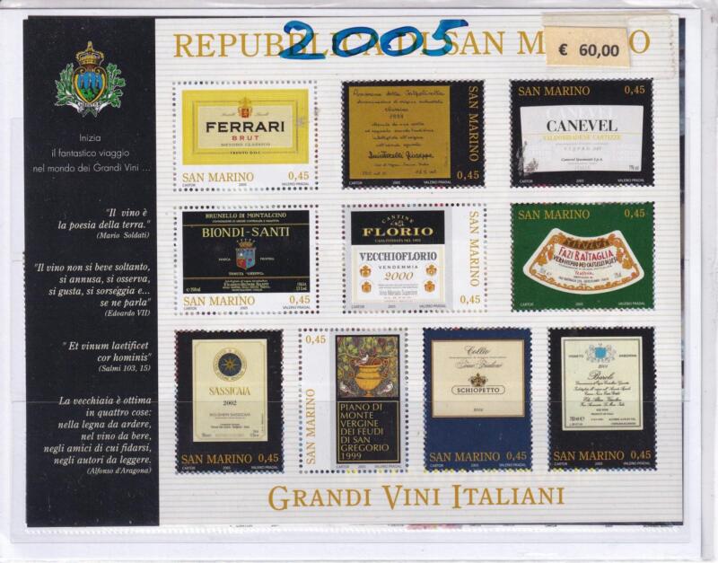 Francobolli e Foglietti San Marino Annata completa 2005