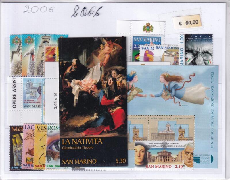Francobolli Libretto e Foglietto San Marino Annata completa 2006