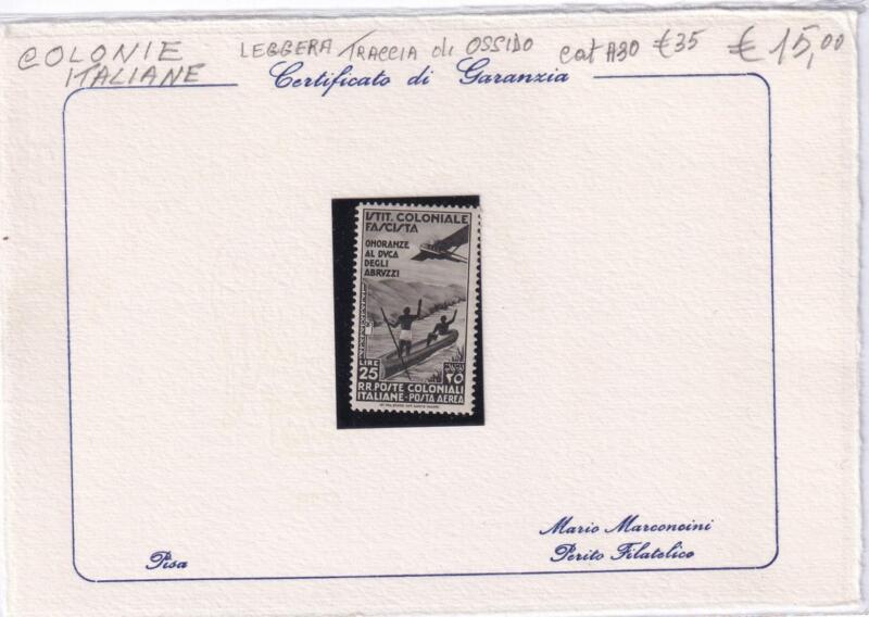 Francobollo Colonie Italiane Anno 1934 Posta Aerea Istituto Coloniale Fascista Onoranze al Duca degli Abruzzi (cat. n. A30)