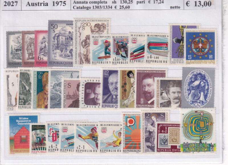 Francobolli Austria Anno 1975 Annata completa