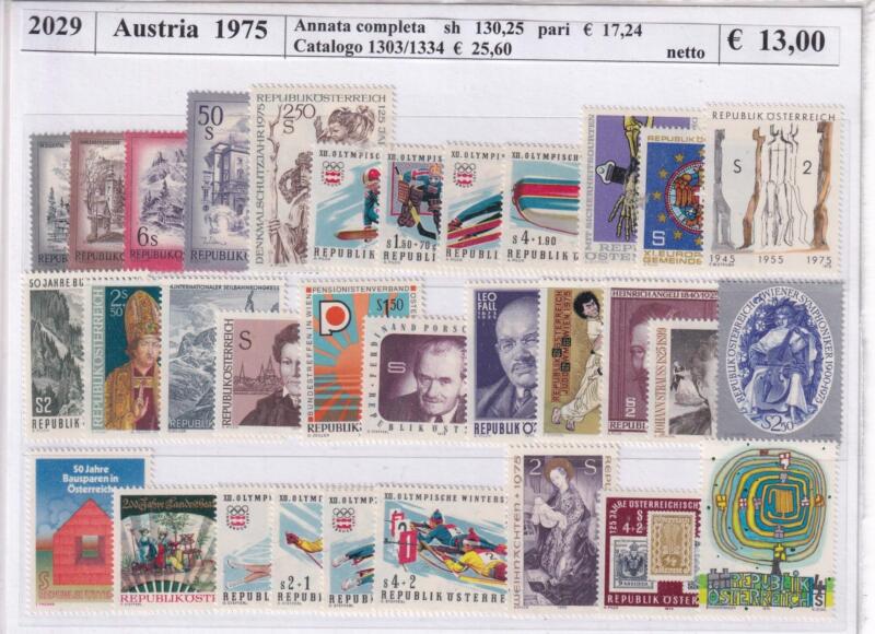 Francobolli Austria Anno 1975 Annata completa