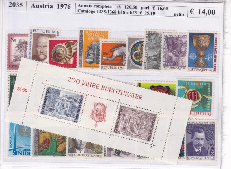 Francobolli Foglietti Austria Anno 1976 Annata completa