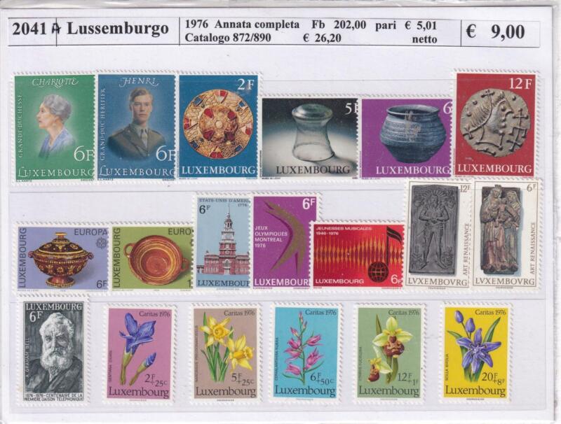 Francobolli Lussemburgo Anno 1976 Annata completa