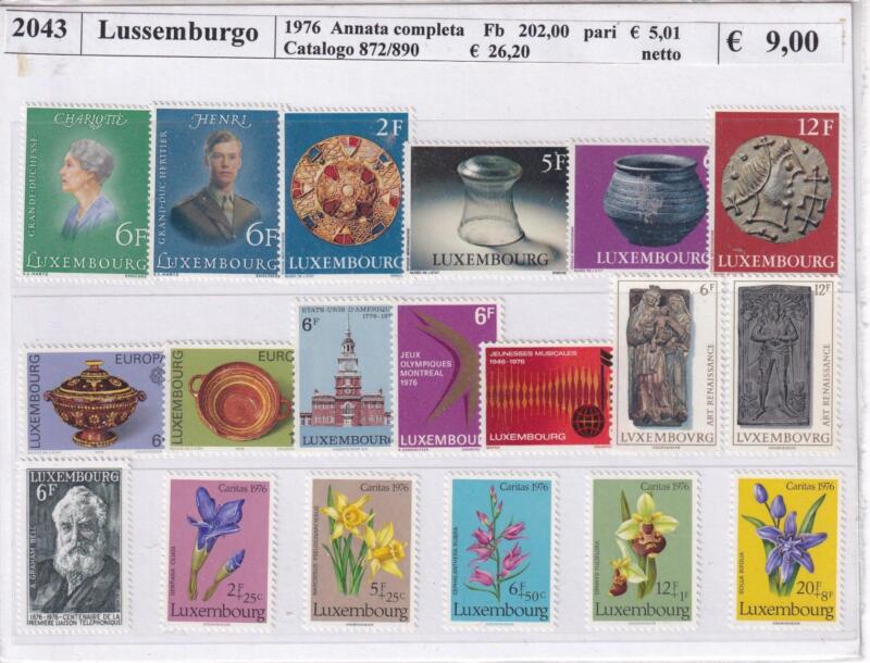 Francobolli Lussemburgo Anno 1976 Annata completa