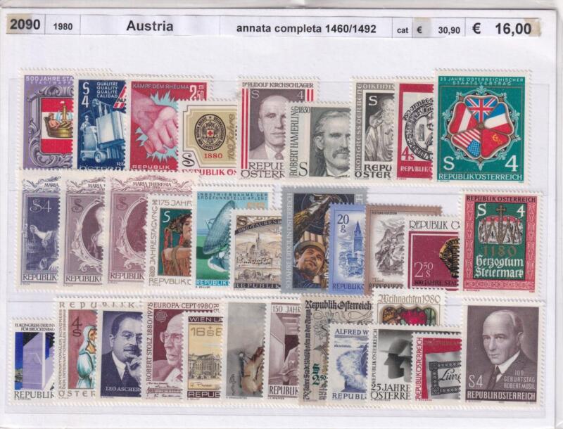 Francobolli Austria Anno 1980 Annata completa