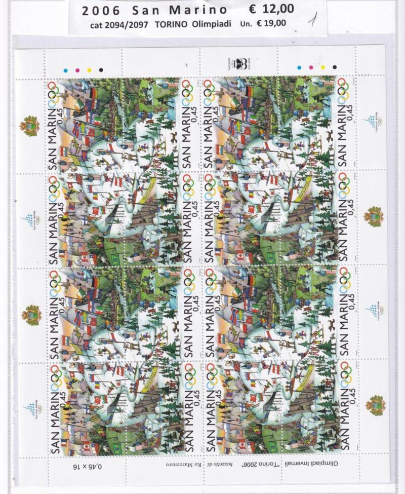Minifogli San Marino Anno 2006 cat. n. 2094-2097 Olimpiadi Invernali Torino 2006