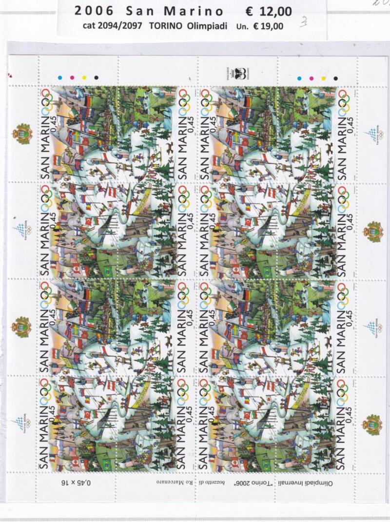 Minifogli San Marino Anno 2006 cat. n. 2094-2097 Olimpiadi Invernali Torino 2006