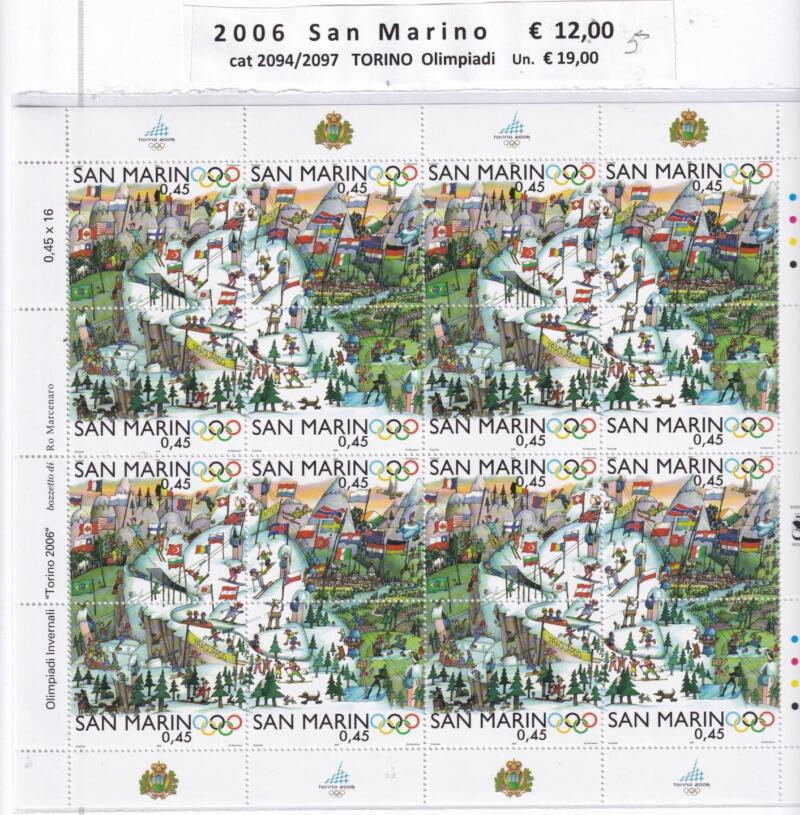 Minifogli San Marino Anno 2006 cat. n. 2094-2097 Olimpiadi Invernali Torino 2006