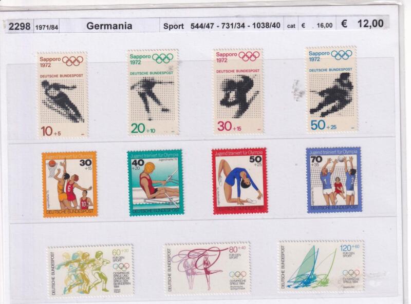 Francobolli Germania Tematica Sport (cat. n. 544-547, 731-734, 1038-1040)