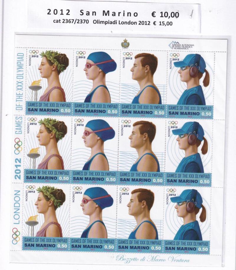 Minifoglio San Marino Anno 2012 cat. n. 2367-2370 Games of the XXX Olympiad London 2012
