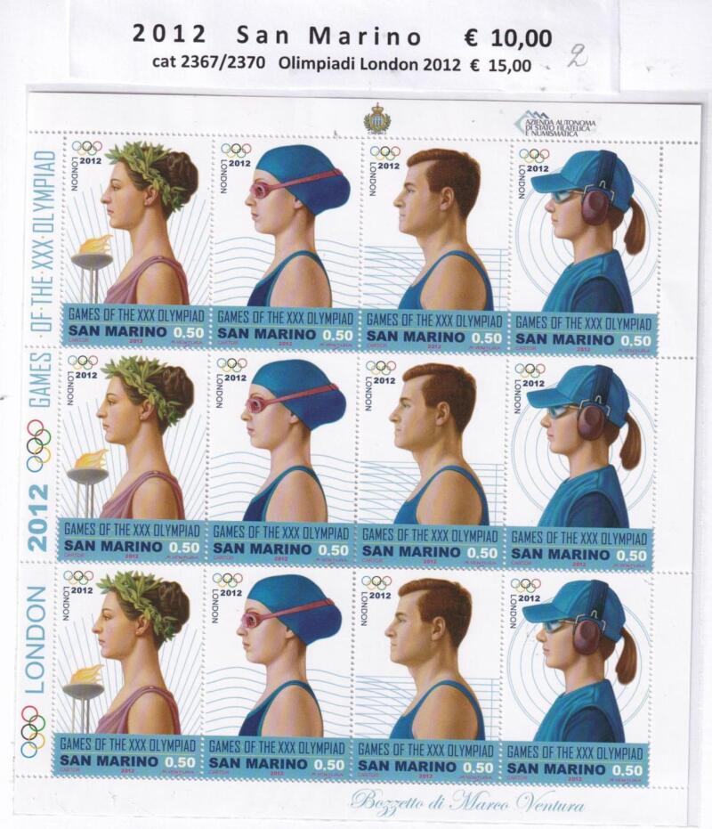 Minifoglio San Marino Anno 2012 cat. n. 2367-2370 Games of the XXX Olympiad London 2012