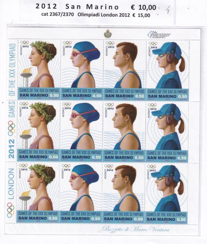 Minifoglio San Marino Anno 2012 cat. n. 2367-2370 Games of the XXX Olympiad London 2012