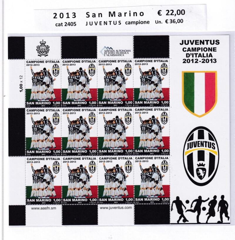 Minifoglio San Marino Anno 2013 cat. n. 2405 Juventus Campione d'Italia
