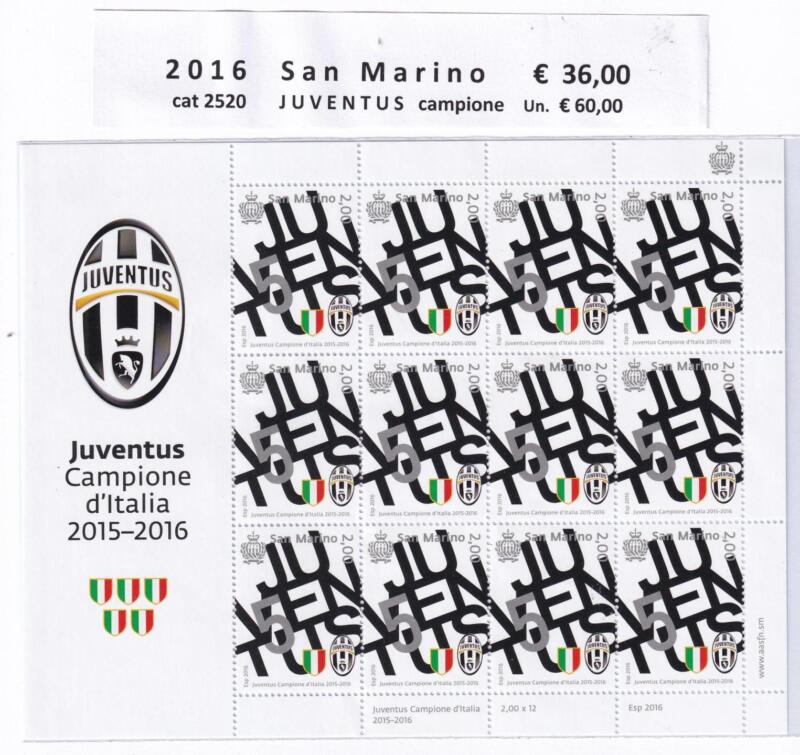 Minifoglio San Marino Anno 2016 cat. n. 2520 Juventus Campione d'Italia