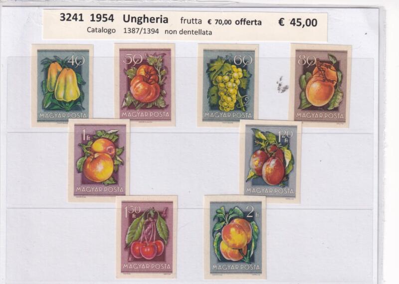 Francobolli Ungheria Anno 1954 Serie Esposizione agraria Tematiche Flora Frutta