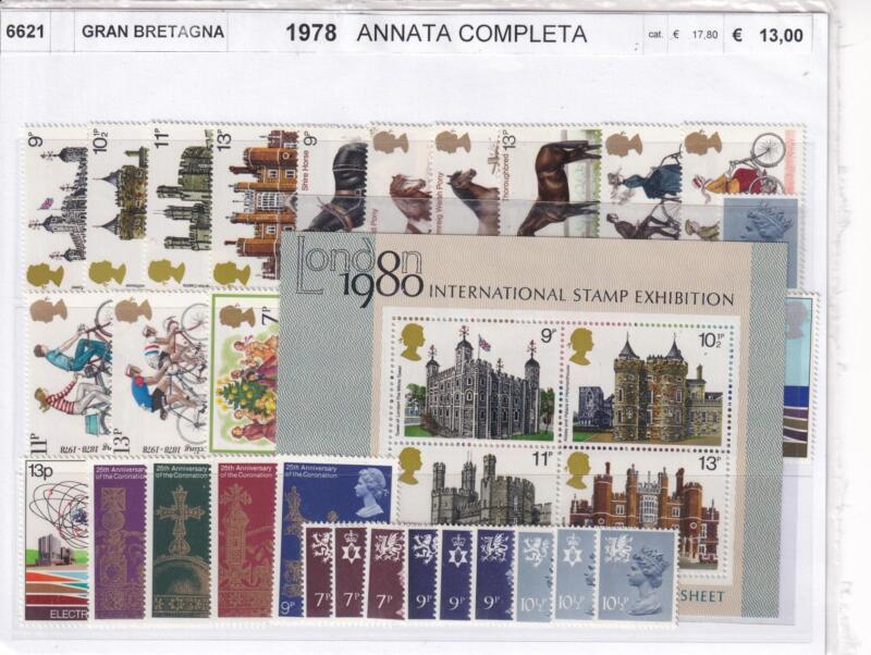 Francobolli Foglietti Gran Bretagna Anno 1978 Annata completa