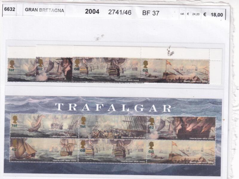 Francobolli Foglietti Gran Bretagna Anno 2004 Serie Trafalgar