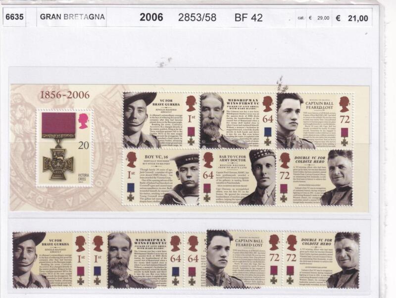 Francobolli Foglietti Gran Bretagna Anno 2006 Serie Medaglie al valore